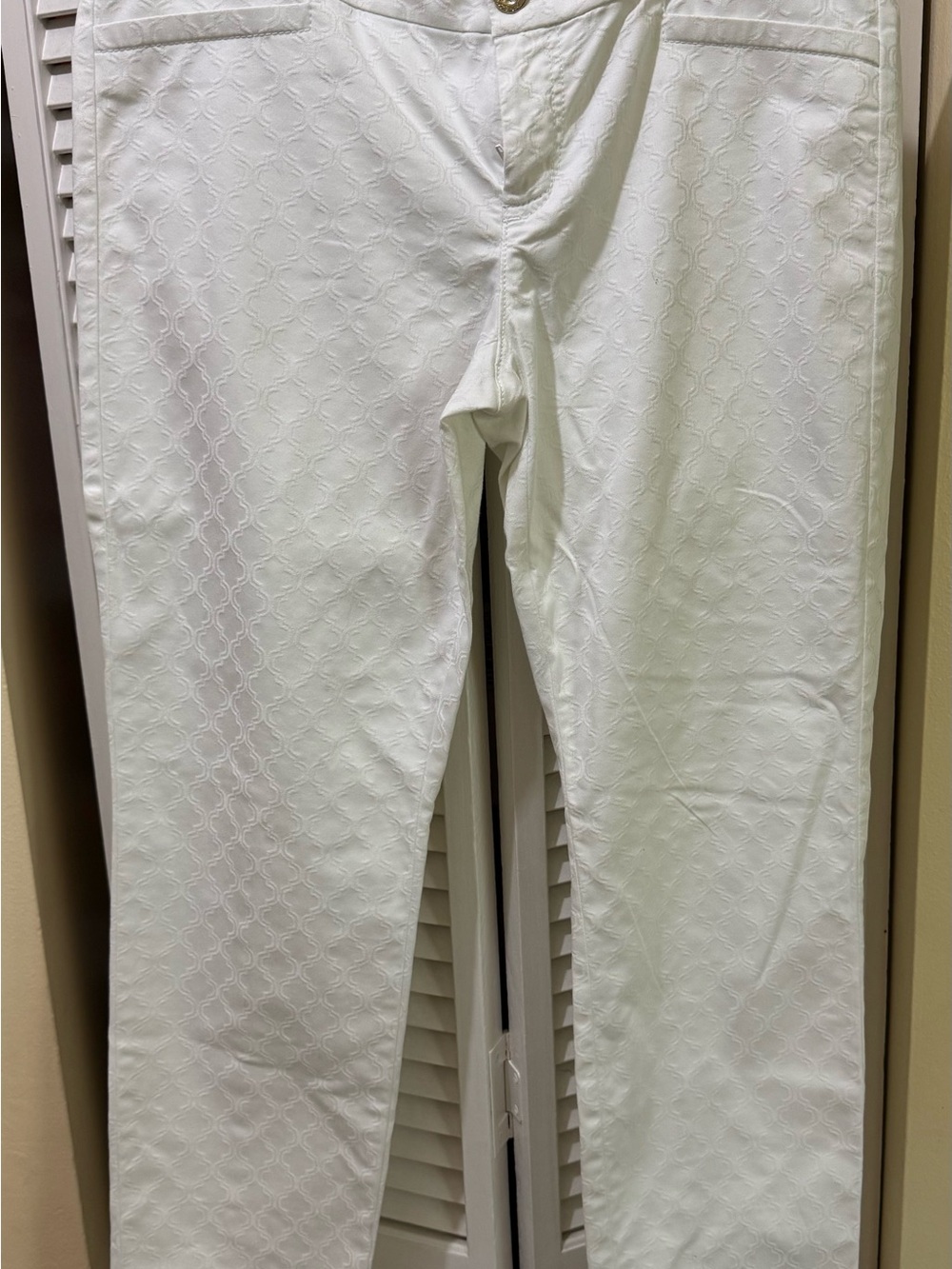 Lilly Pulitzer White Textured Straight-Leg Pants